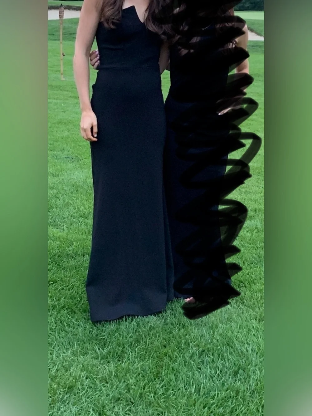 NWOT! Aqua Elegant Black One-Shoulder Evening Dress with Ruffle Back - Picture 2 of 8